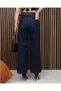 Women's Dark Navy Blue High Waist Belted Boyfriend Wide Leg Jeans - 8