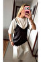 Ecru Strappy Satin Lace Tshirt - 1084 - 3