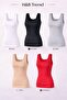 Women's Colorful Wide Strap Elastane Undershirt 5 Colors 5 Pieces (Red Skin Black White Gray) - 2