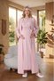 New Season Powder Jacquard Summer Lace Shawl Collar Full Length Buttoned Maternity Dressing Gown Nightgown Set - 3