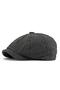 Unisex Black Herringbone Cap Hat Vintage British Style 8-Slice Newsboy Cap - 4