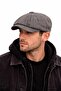 Unisex Gray Herringbone Cap Hat Vintage British Style 8-Slice Newsboy Cap