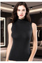 Women's 3-Pack Half Turtleneck Non-Padded Zero Sleeve Cotton Undershirt - Comfortable & Breathable Fabric - 4