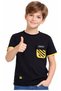 Boy's Confort Black Color Short Sleeve T-Shirt with Text Pattern and Pockets - 4