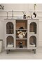 Elegant Shape 2 Doors + 3 Shelves Wooden Coffee Corner Table