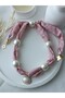 Bandana Scarf Necklace Pink Fabric Pearl Sea Shell Oysterclover Leaf Star - 6