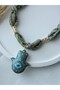 Bandana Scarf Necklace Khaki Green Fabric Fatma Ana Hand Hamza Hand - 6