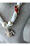 Bandana Scarf Necklace White Fabric Turtle Navy Blue Crab Red Moving Shrimp Pearl - 5