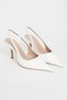 Parla White Patent Leather Open Back Pointed Toe Women's Heeled Shoes - 4