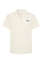 Men's Ecru Embroidered Resort Collar Linen Blend Short Sleeve Shirt - 5