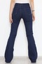 Women's Spanish High Waist Colorfast Medium Blue Washed Denim Trousers Gathering Flara Jean - 5