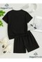 Canvas Feather Printed T-Shirt Shorts Summer Children's Set - 2