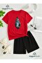 Canvas Feather Printed T-Shirt Shorts Summer Children's Set