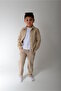 Boys' Beige Slim Fit Lycra Shirt + Bib + Jagger Bottom Set (100% Cotton) - 5