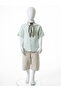 Boy's Summer Folarli 2-Piece Top and Bottom Set (Shirt + Shorts) 4-8 Years 6617 Light Blue - 4
