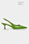 Megy Green Matte Back Open Buckle Detail Pointed Toe Women's Heeled Shoes - 2