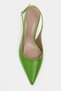Megy Green Matte Back Open Buckle Detail Pointed Toe Women's Heeled Shoes - 6
