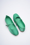 Women's Daily Satin Green Strappy Ballet Flats - 7