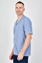 Men Regular Fit Textured Short Sleeves Casual Shirt, Light Blue - 2