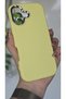 iPhone 17 Compatible Matte Yellow Silicone Case with Metal Camera Frame - 3