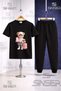 Children's Teddy Bear Suitcase Printed T-Shirt and Sweatpants Set for Girls