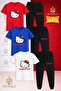 Children's Hello Kitty Red Writing Printed 3-Piece T-Shirt Tracksuit Set