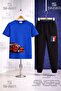 Children's Car Red Sag Side Printed T-Shirt Tracksuit Set