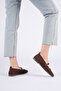 Women's Daily Dark Brown Suede Strappy Ballet Flats - 4