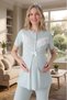 New Season Water Green Maternity Summer Elegant Lace Design Short Sleeve Dressing Gown Pajama Set - 6