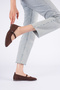 Women's Daily Dark Brown Suede Strappy Ballet Flats - 3