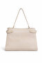 Beige Women's Shoulder Bag – Gold Detailed, Stylish Medium Size Bag with Long Strap and Scarf Gift - 5
