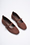 Women's Daily Dark Brown Suede Strappy Ballet Flats - 6