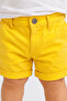 Baby Boy Yellow Belted Buttoned Chino Shorts 9-36 Months Summer Cotton Shorts - 5