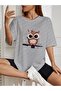 oversize cute owl printed printed T-shirt