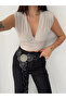 Padded Sleeveless V-Neck Draped Crop Blouse Lycra Fit - Dyed Gray - 2