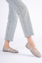 Women's Evening Dress with Net Holes and Silver Straps Ballet Flats - 4