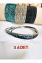 Zircon Stone Waterway 3-Piece Silver Bracelet with Rubber Bands