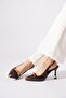 Gervense women's coffee patent leather shoes with bow buckle and nose accessory - 2