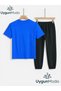 Written 3-Heart Printed T-Shirt and Sweatpants (with Pocket on the Bottom of the Sweatpants) Children's Top and Bottom Set - 2