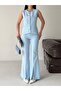 Buttoned Vest, High Waist, Slit-Cut Trousers Set - 2
