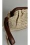 Women's Straw Leather Detailed Clutch Bag - 3