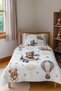Teddy Bear Print Airplane Cloud Patterned Single Pique Bedspread Set Children's Room Piqué Bedspread - 2