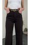 Straight Stitch Detailed High Waist Lycra Jeans Black Color - 4