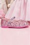 Girl's Pink Sequined Orthopedic Sole Ballerina Shoes - 4