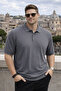 Men's Basic Large Size Smoked Knitwear Polo Neck t Shirt - 5