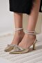 Zurich Premium Gold Stone Heeled Shoes 8 cm - 3