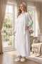 New Season Ecru Jacquard Shawl Collar Summer Full Length Special Design Cotton Maternity Dressing Gown Nightgown Set - 2