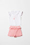 "Hello World" Ruffle Collar Baby Girl Shorts Set