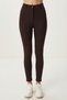 High Waist Steel Knitted Leggings Lnt0027 Brown - 4