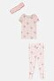 Toddlers Girl 2 Pieces Allover Print Top And Bottom Set With Headband, Light Pink - 2